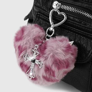 1 Piece Retro Heart Leopard Pattern Cross Bag Charm h5 Picture5