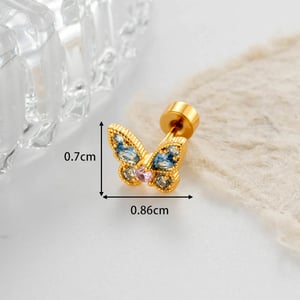 Boucles d'oreilles piercing femme, nœud papillon, couleur cuivre doré, zircon (1 pièce) h5 Image2