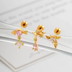 Boucles d'oreilles piercing femme en cuivre et zircon, 1 pièce h5 Image3