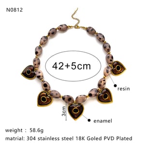 Collana di perline in resina a forma di cuore da 1 pezzo h5 Immagine2