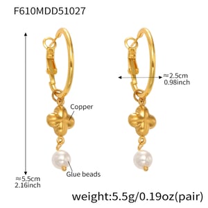 1 Paar elegante Kleeblatt-Ohrhänger aus Edelstahl in Goldfarbe für Damen h5 Bild2