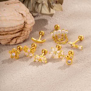 Boucles d'oreilles pendantes papillon brillantes en cuivre et zircon pour femme (1 pièce) h5 Image4