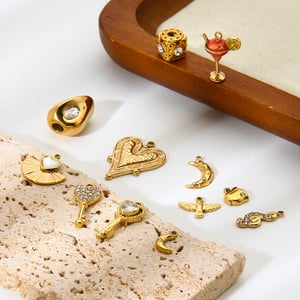 1 Stück Edelstahl-Anhänger in Goldfarbe mit Zirkonia zum Selbermachen h5 Bild2