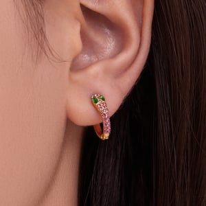 1 Pair Glamorous Zircon Snake Stainless Steel Gold Color Women's Hoop Earrings h5 Picture3