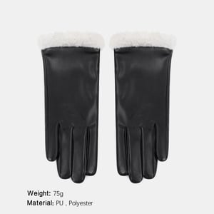 1 Paar einfarbige Damenhandschuhe aus PU-Plüsch h5