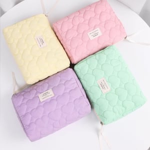 1 Stück Kosmetiktasche für Damen, weich, mit Herzmuster und Karomuster h5 Bild3