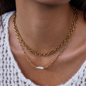 1 Piece Elegant Pearl Stainless Steel Gold Color Women's Chain Necklaces h5 Picture3