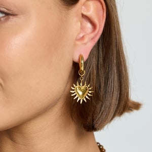 Retro-Herz-Schmuckset aus Natursteinperlen aus Edelstahl in Goldfarbe h5 Bild5