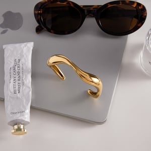 1 Piece Curving Annular Stainless Steel Gold Color Women's Cuff Bracelets h5 Picture5