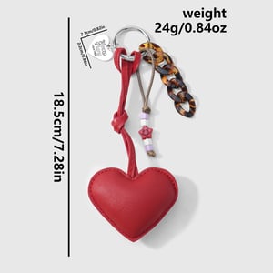 1 Piece Sweet Leather Heart Leopard Chain Bag Charm h5 Picture2