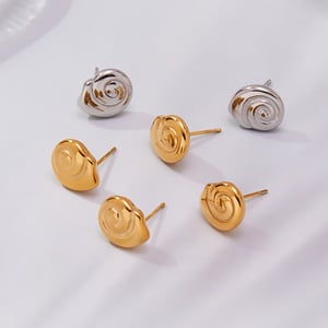 1 Çift Vortex Paslanmaz Çelik Altın Rengi Kadın Küpe h5 Resim4