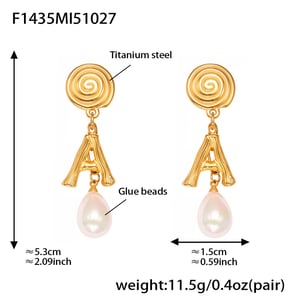 Boucles d&#39;oreilles pendantes classiques en forme de lettre A, en acier inoxydable doré, pour femme (1 paire). h5 Image2