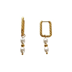 1 paio di orecchini pendenti color oro con perle h5 