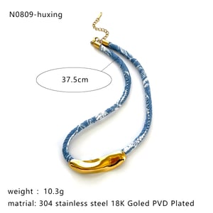 Collana in tessuto con ciondolo a forma di croce color oro da 1 pezzo h5 Immagine2