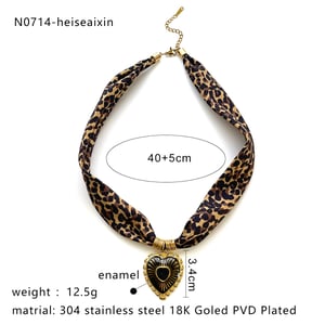 Collana con ciondolo a forma di fiore color oro in tessuto leopardato da 1 pezzo h5 Immagine2