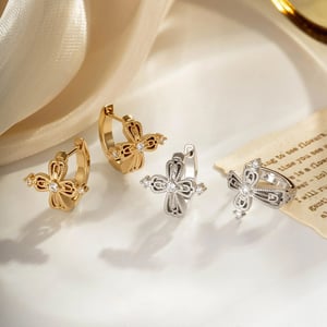 1 Piece Glamorous Cross Copper Zircon Women's Hoop Earrings h5 Picture3