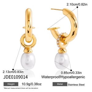 1 Pair Gorgeous Annular Stainless Steel Gold Color Women's Drop Earrings h5 Picture2