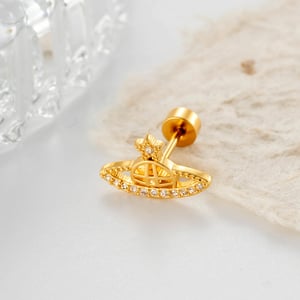 Boucles d'oreilles piercing femme Planet en cuivre et zircon (1 pièce) h5