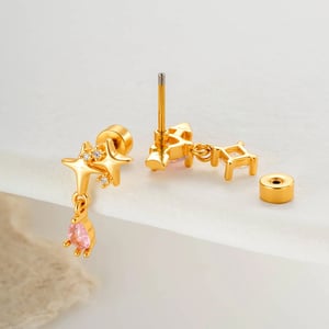 Boucles d'oreilles piercing femme en cuivre et zircon, 1 pièce h5 Image4