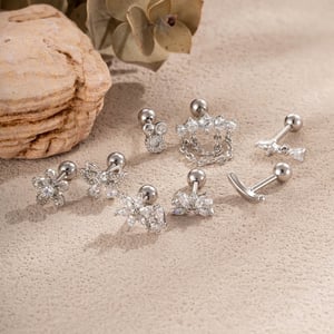 Boucles d'oreilles pendantes papillon brillantes en cuivre et zircon pour femme (1 pièce) h5 Image5