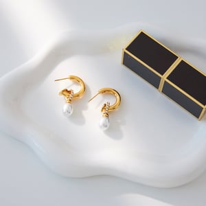 1 Pair Gorgeous Annular Stainless Steel Gold Color Women's Drop Earrings h5 Picture5