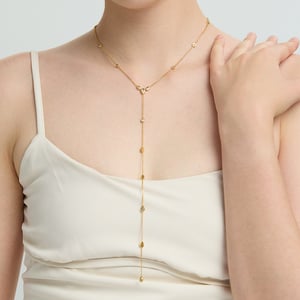 Elegante Y-förmige Halskette aus Edelstahl in Goldfarbe mit Zirkonia-Anhänger h5 Bild3