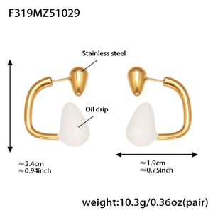 1 paire de boucles d&#39;oreilles puces en acier inoxydable doré brillant en forme de goutte pour femme h5 