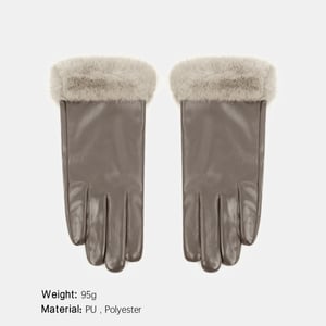 1 Paar einfarbige PU-Plüschhandschuhe h5