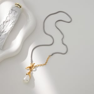 1 Piece Gorgeous Droplet Stainless Steel Gold Color Women's Pendant Necklaces h5 Picture4