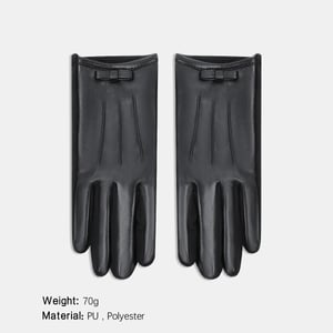 1 Paar einfarbige PU-Damenhandschuhe mit Schleife h5