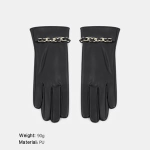 1 paire de gants pour femmes en PU à chaîne de couleur unie h5 