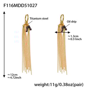 Boucles d&#39;oreilles pendantes modernes pour femme, en acier inoxydable doré, avec pompon en forme de lettre K (1 paire). h5 