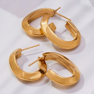 1 Paar minimalistische runde Damen-Creolen aus Edelstahl in Goldfarbe h5 Bild3