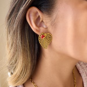 1 Pair Leaf&Beetle Stainless Steel Gold Color Women's Stud Earrings h5 Picture4