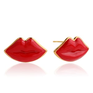 1 Pair Red Lips Shape Stainless Steel Gold Color Women's Stud Earrings h5