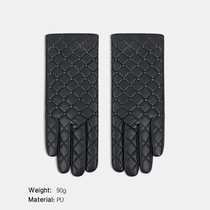 1 paire de gants élégants à carreaux en PU pour femmes h5