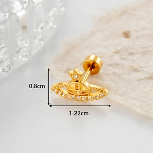 Boucles d'oreilles piercing femme Planet en cuivre et zircon (1 pièce) h5 Image2