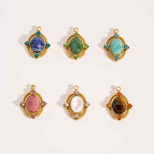 Pendentif rond rétro classique en acier inoxydable pour femme (1 pièce) h5 Image2