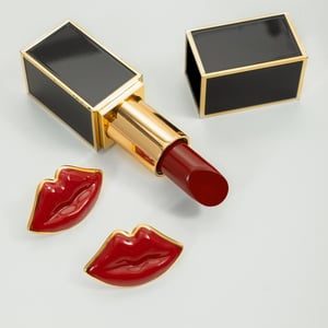 1 Pair Red Lips Shape Stainless Steel Gold Color Women's Stud Earrings h5 Picture6