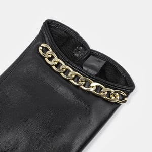 1 Paar Punk-Style Damenhandschuhe aus PU-Leder, einfarbig, mit Kette h5 Bild4