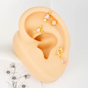 Boucles d'oreilles piercing femme en cuivre et zircon, 1 pièce h5 Image5