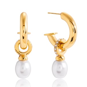 1 Pair Gorgeous Annular Stainless Steel Gold Color Women's Drop Earrings h5