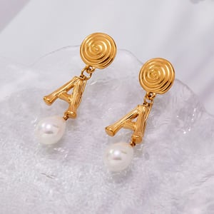 Boucles d&#39;oreilles pendantes classiques en forme de lettre A, en acier inoxydable doré, pour femme (1 paire). h5 Image4