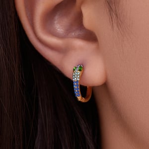 1 Pair Glamorous Zircon Snake Stainless Steel Gold Color Women's Hoop Earrings h5 Picture4
