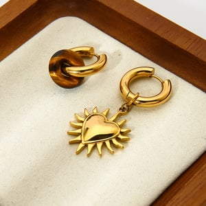 Retro-Herz-Schmuckset aus Natursteinperlen aus Edelstahl in Goldfarbe h5 Bild6