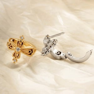 1 Piece Glamorous Cross Copper Zircon Women's Hoop Earrings h5 Picture4