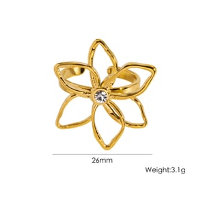 Bague simple et élégante en acier inoxydable à motif floral (1 pièce) h5