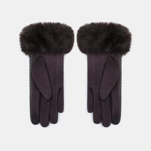 1 paire de gants pour femmes en peluche PU de couleur unie simple h5 Image4