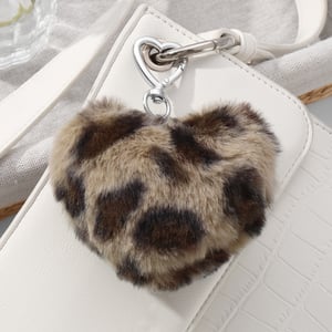 1 Piece Retro Plush Heart Leopard Print Bag Charm h5 Picture6
