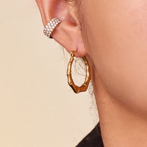 1 paio di orecchini a cerchio da donna in acciaio inossidabile color oro con patchwork giornaliero h5 Immagine4